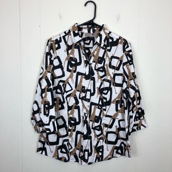 Vintage 90s Chico’s Jaguar Button Down Sz 1 - Picture 2 of 11